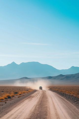 沙漠公路通向山脉