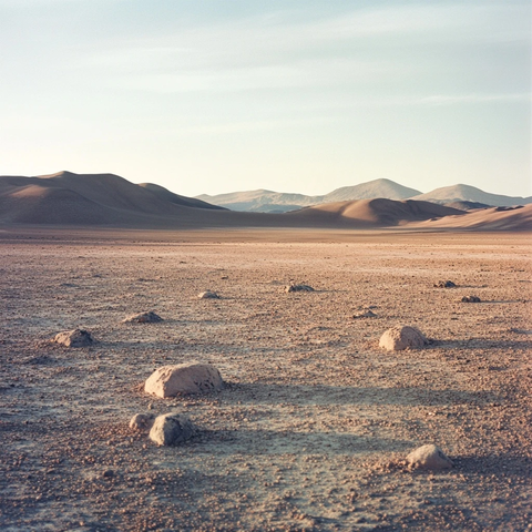 沙漠沙丘与石子景观