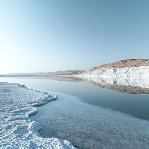 盐湖水面反射天空
