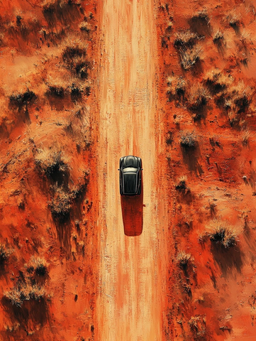 红色土路汽车行驶图