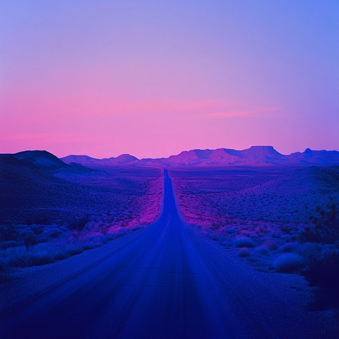 沙漠公路暮色风光