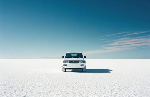 白色盐湖对称构图