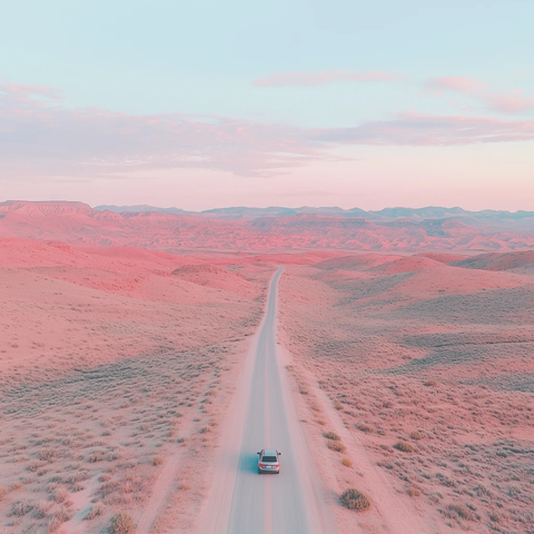 沙漠公路与远行车影