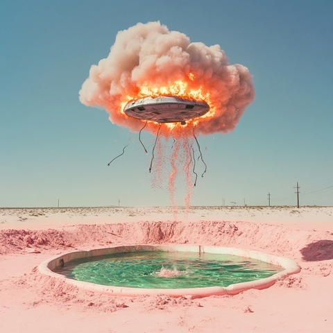 飞行物体火光粉沙泳池破损