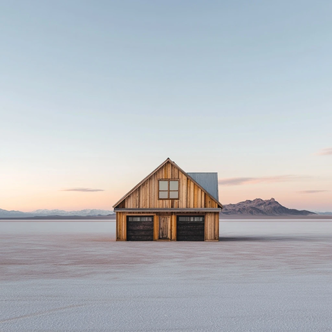 木屋车库窗盐湖日落