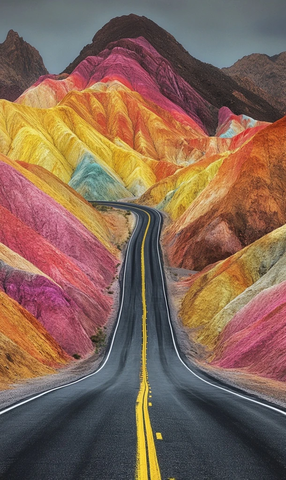 沙漠公路两侧山脉