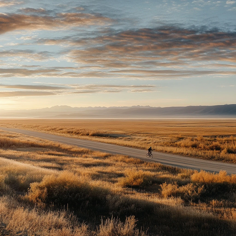 孤独骑行者与胡杨林晨曦