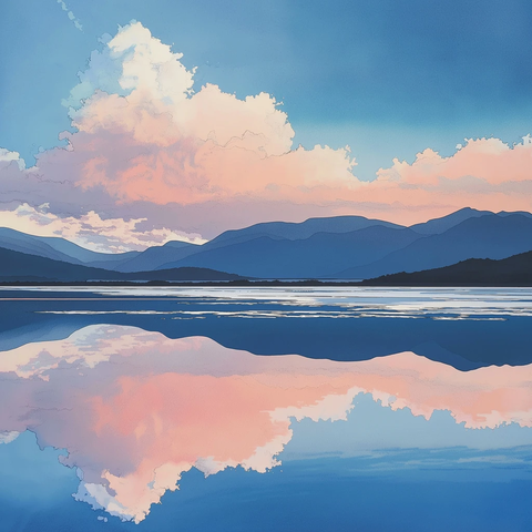 盐湖倒影与山脉景观