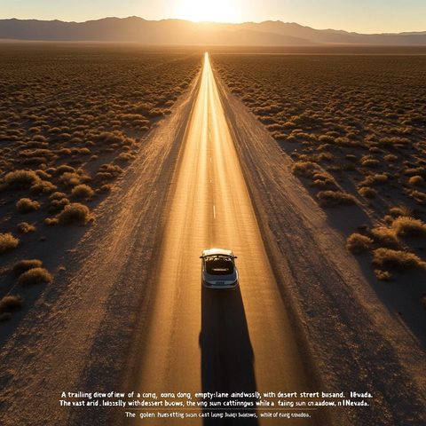 沙漠公路上的敞篷车