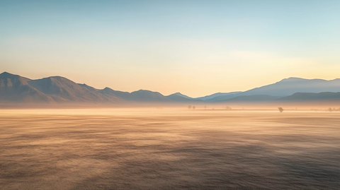 平坦大地与远山湖光
