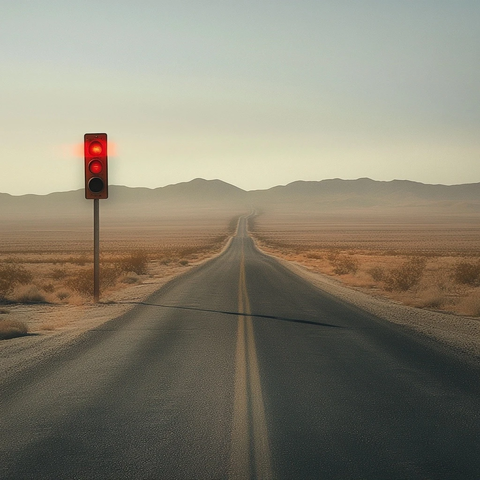 沙漠公路孤立交通灯