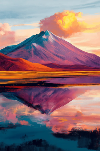 彩色湖泊与火烈鸟