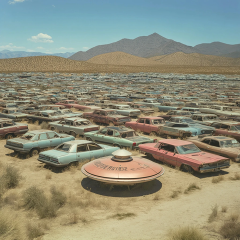 废弃汽车与飞碟的神秘相遇