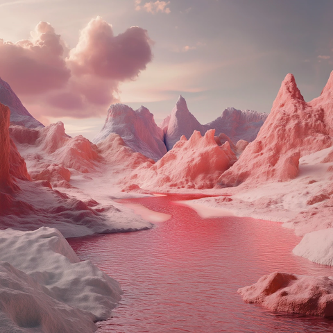 红粉色调甜点景观