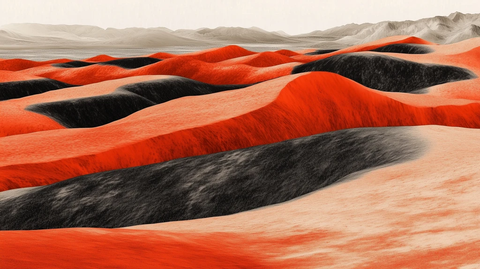 沙漠中的橙色黑红色调景致
