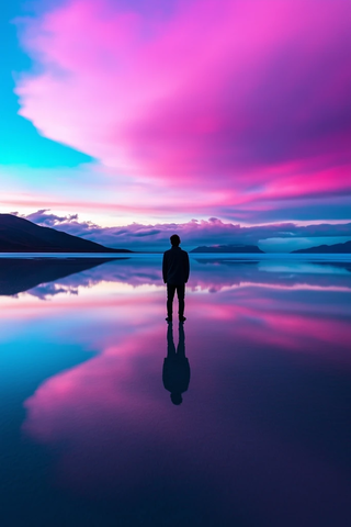 人影云影盐湖镜像