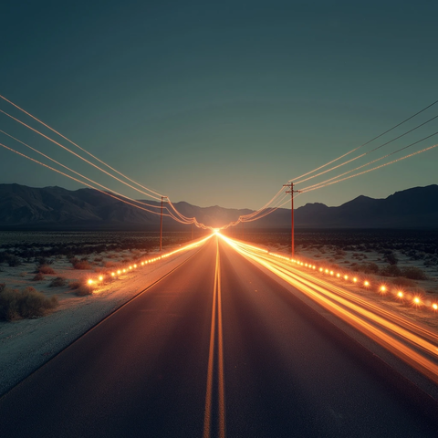 长路灯柱电缆大道