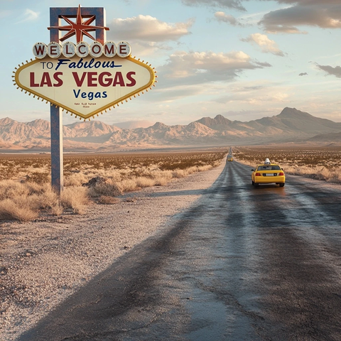沙漠公路与拉斯维加斯招牌