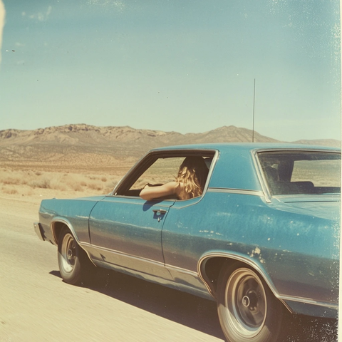 女人驾驶蓝色汽车