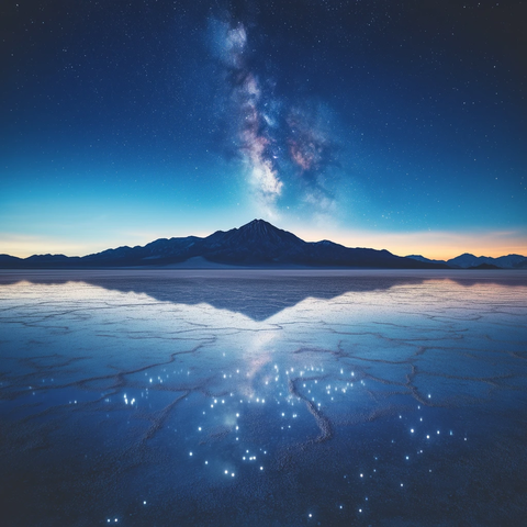 盐滩晨曦银河山脉