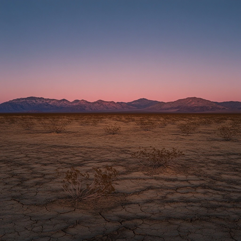 荒漠夜色山影粉光