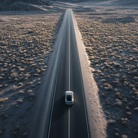 汽车行驶在广阔道路