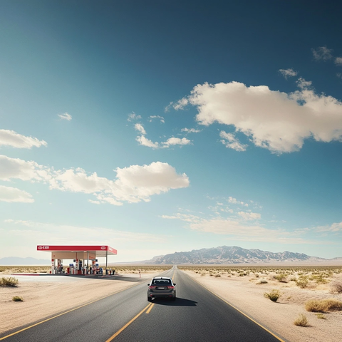 汽车驶出加油站继续前行