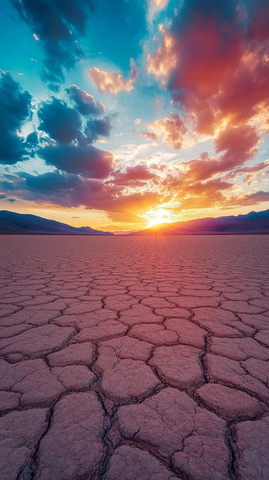 沙漠夕阳下的辽阔景象