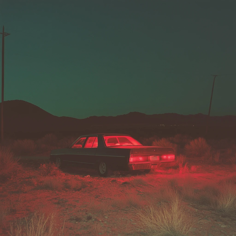 夜间沙漠汽车红光