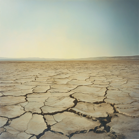 干裂大地与无云天空