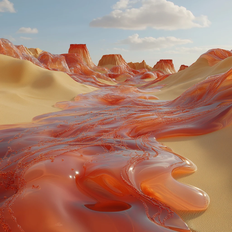 红果冻覆盖沙漠景观