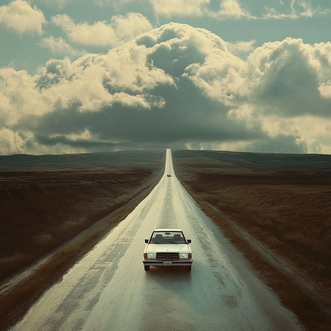 高速公路白奔驰行驶