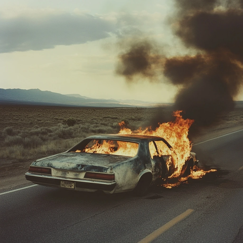 年代汽车路边起火