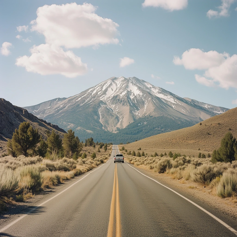 山间街道与远景车辆