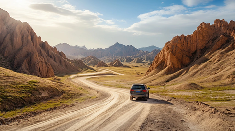 越野车戈壁山路行驶