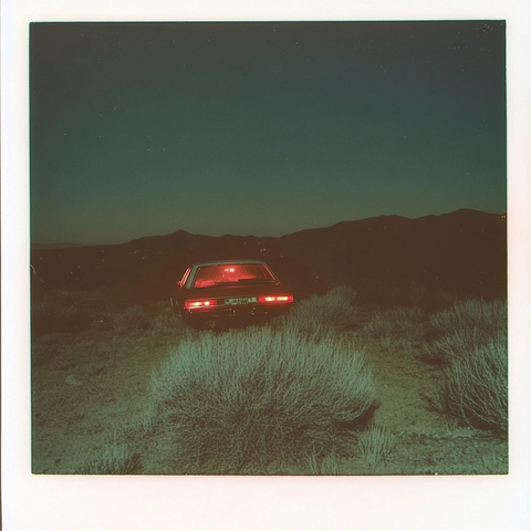 夜间沙漠车内红光