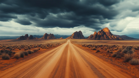 红沙岩沙漠道路延伸