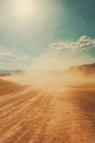 沙漠尘埃与阳光映照