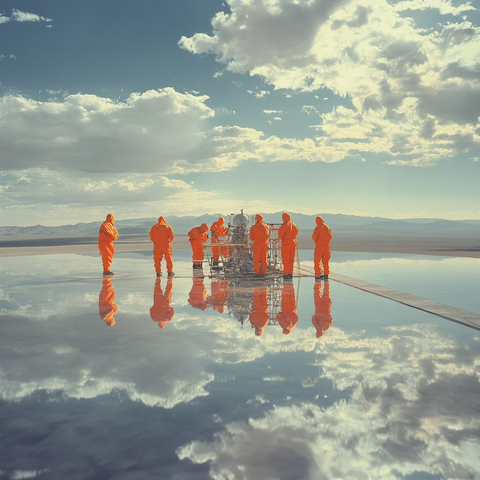 沙漠反射镜面组装神秘机器