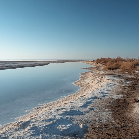 盐湖水面反射天空