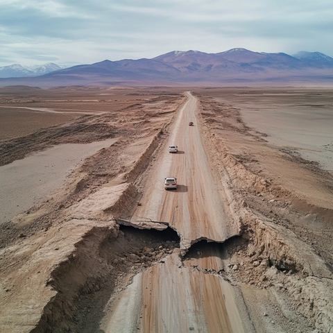 越野车破坏沙漠道路