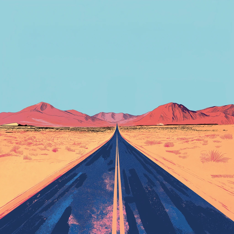 空旷公路沙漠线条图