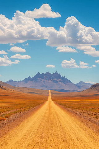 沙漠砂石路延伸至远方