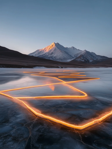 发光几何线投影盐面