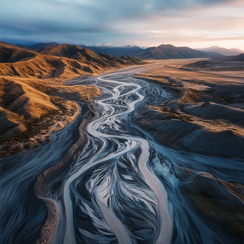 夏日晚霞下的干旱地貌