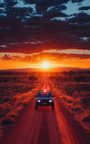 警车停靠荒野路旁