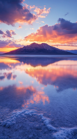雨季盐湖水面倒影