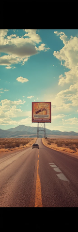 乡村道路与广告牌风景