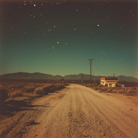 沙漠夜晚的孤独旅程