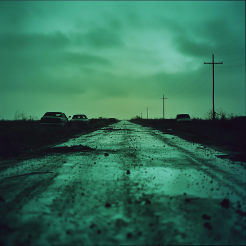 废弃公路上的黑影